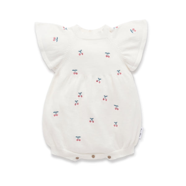 Aster and Oak  - Cherry Knit Romper