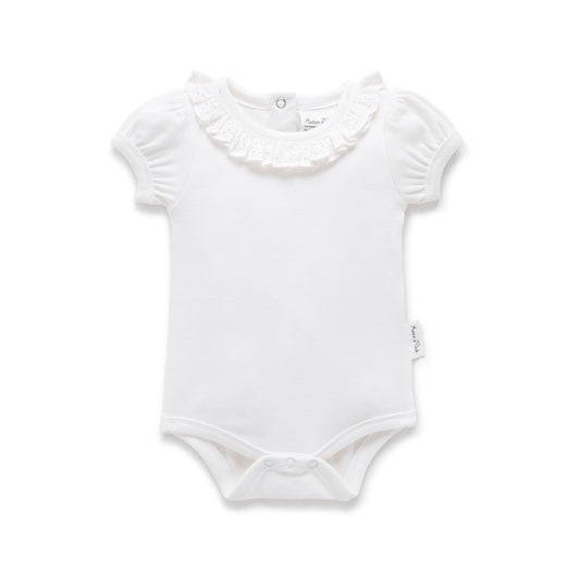 Aster and Oak  - White Ruffle Puff Onesie