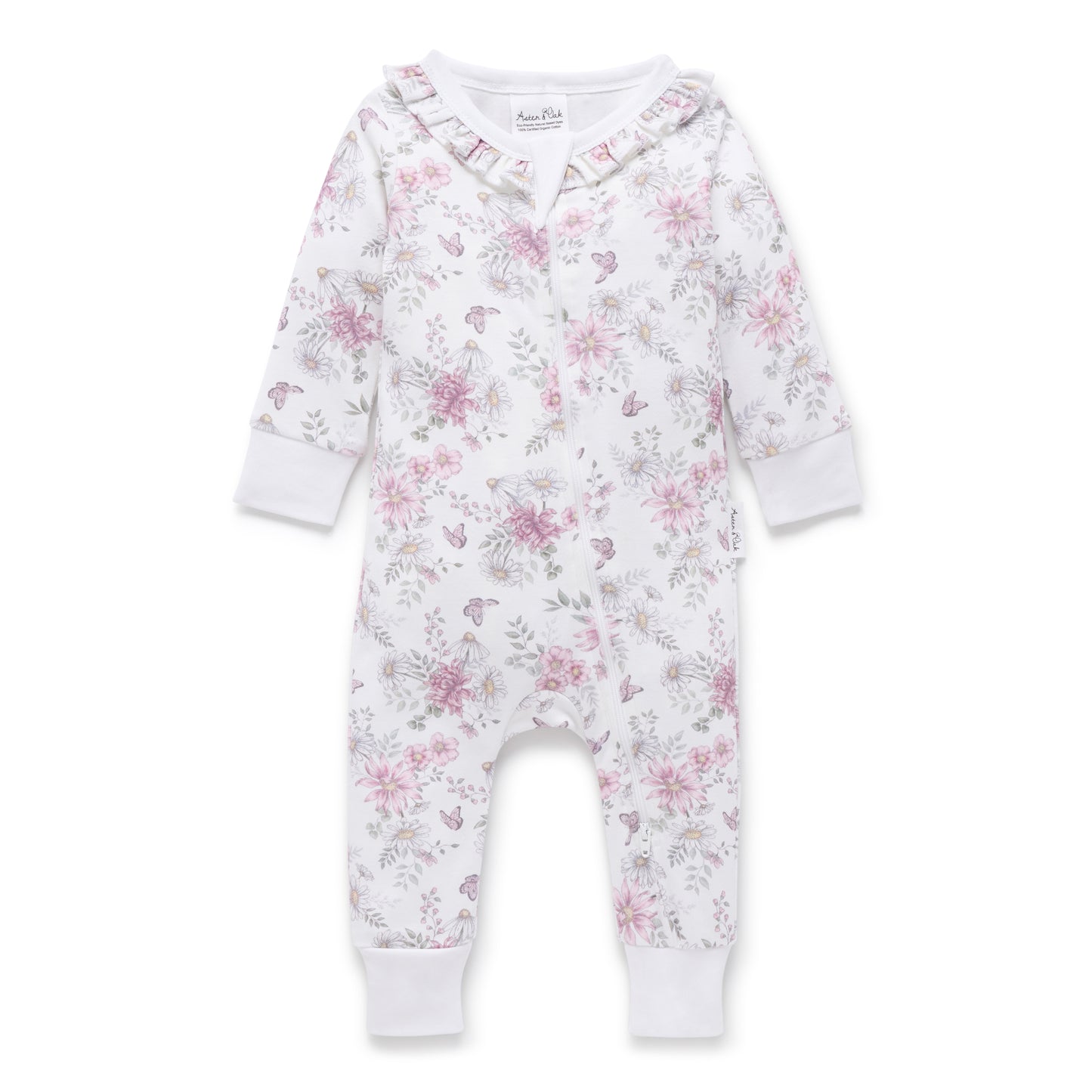 Aster and Oak  - Daisy Floral Long Sleeve Zip Romper
