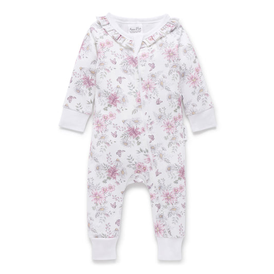 Aster and Oak  - Daisy Floral Long Sleeve Zip Romper