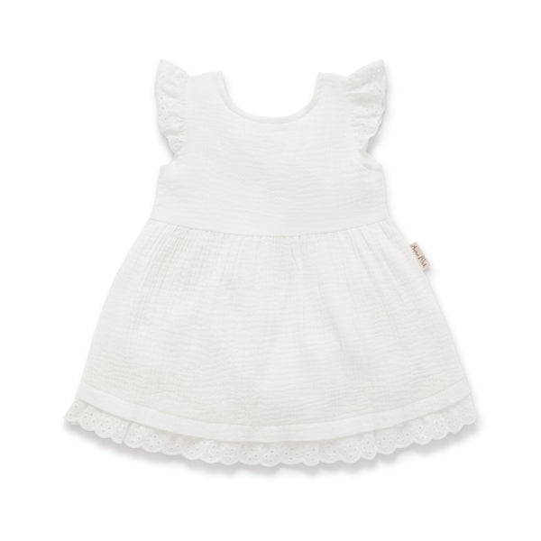 Aster and Oak - White Muslin Flutter Dress