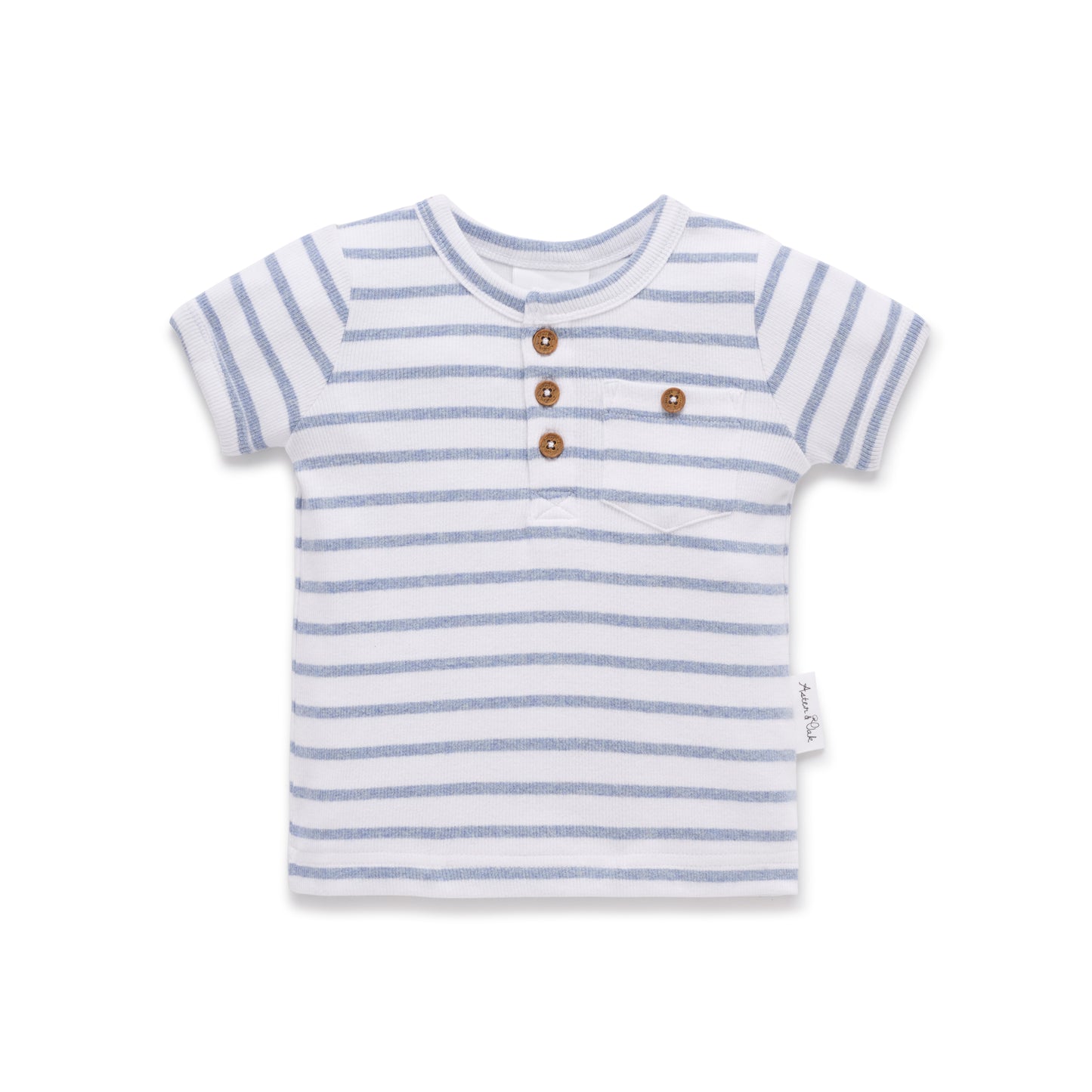 Aster and Oak  - Blue Stripe Rib Henley Top