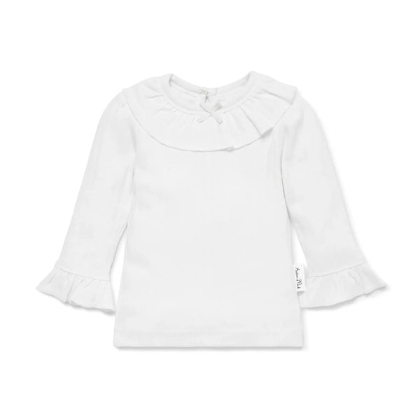 Aster and Oak - White Pointelle Rib L/S Top