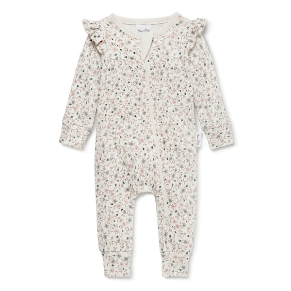 Aster and Oak - Winter Floral Zipsuit Romper