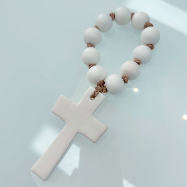 Handmade Clay Cross- White