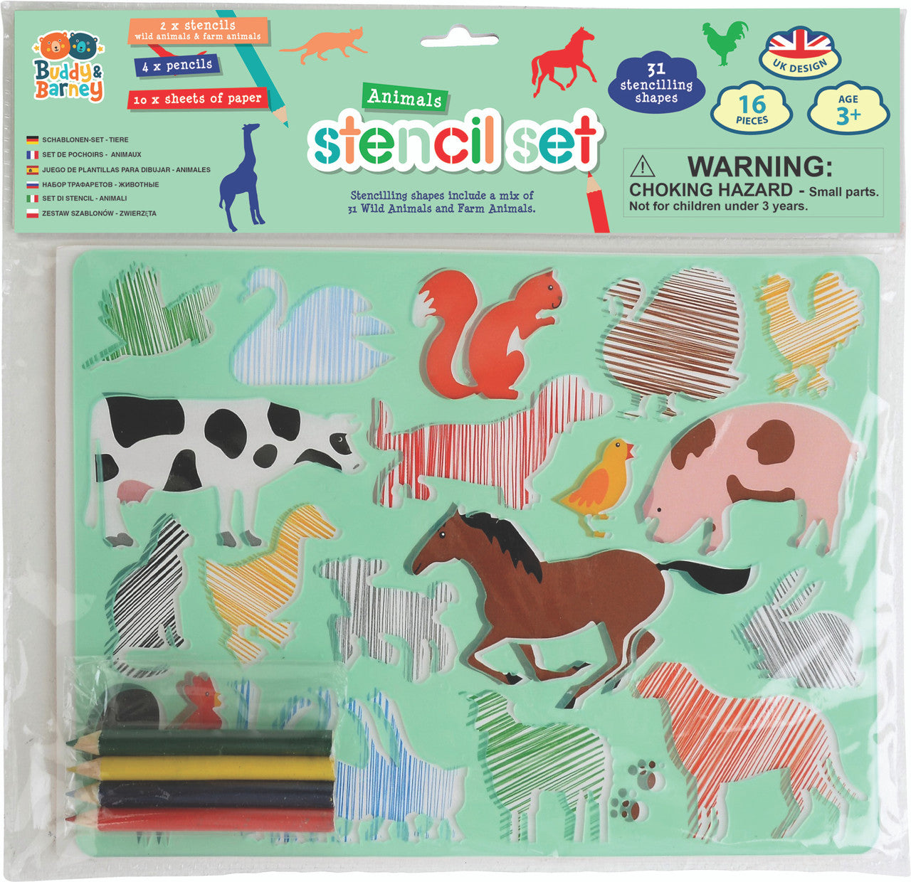 Buddy & Barney-Animals- Stencil & Pencil Double Pack
