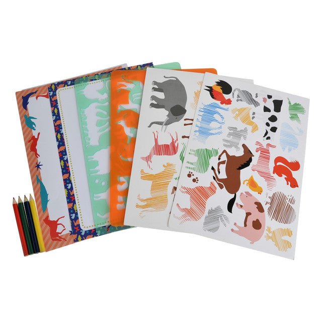 Buddy & Barney-Animals- Stencil & Pencil Double Pack