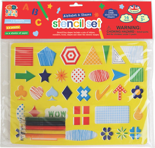 Buddy & Barney -Alphabet & Shapes- Stencil & Pencil Double Pack