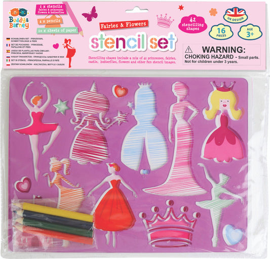 Buddy & Barney-Fairies & Flowers- Stencil & Pencil Double Pack