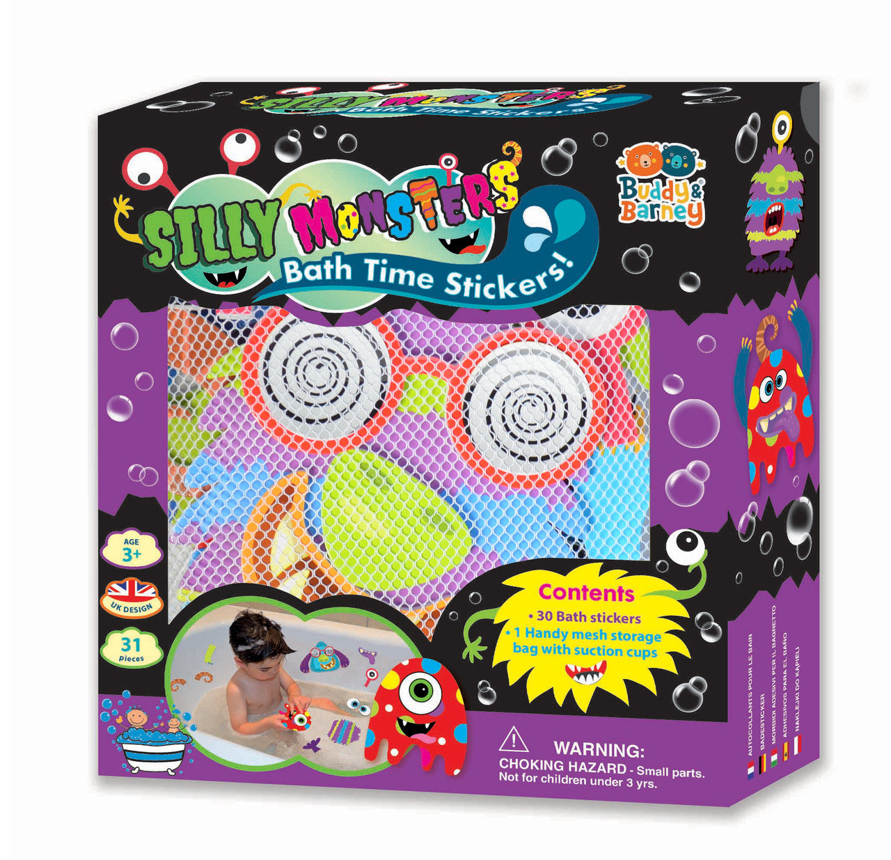 Buddy & Barney- Bath Time Stickers- Silly Monsters
