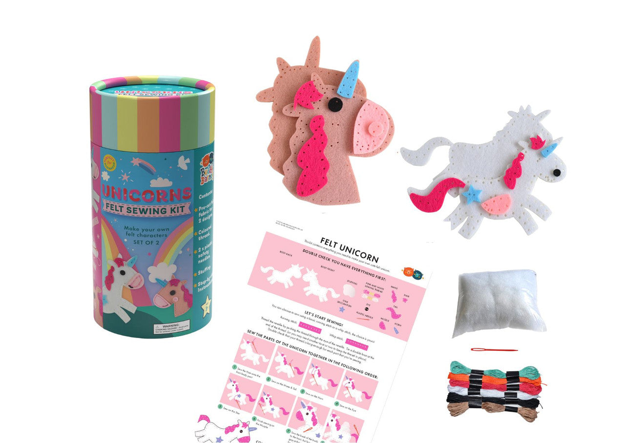 Buddy & Barney - Unicorn Felt Sewing Kit Tube