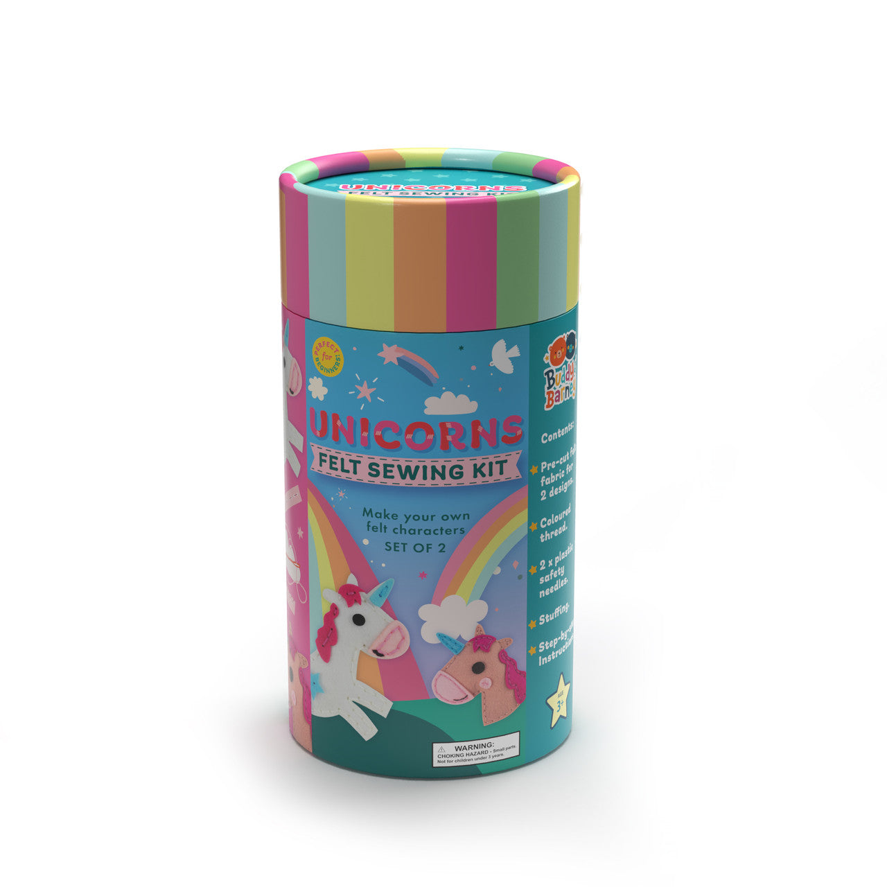 Buddy & Barney - Unicorn Felt Sewing Kit Tube
