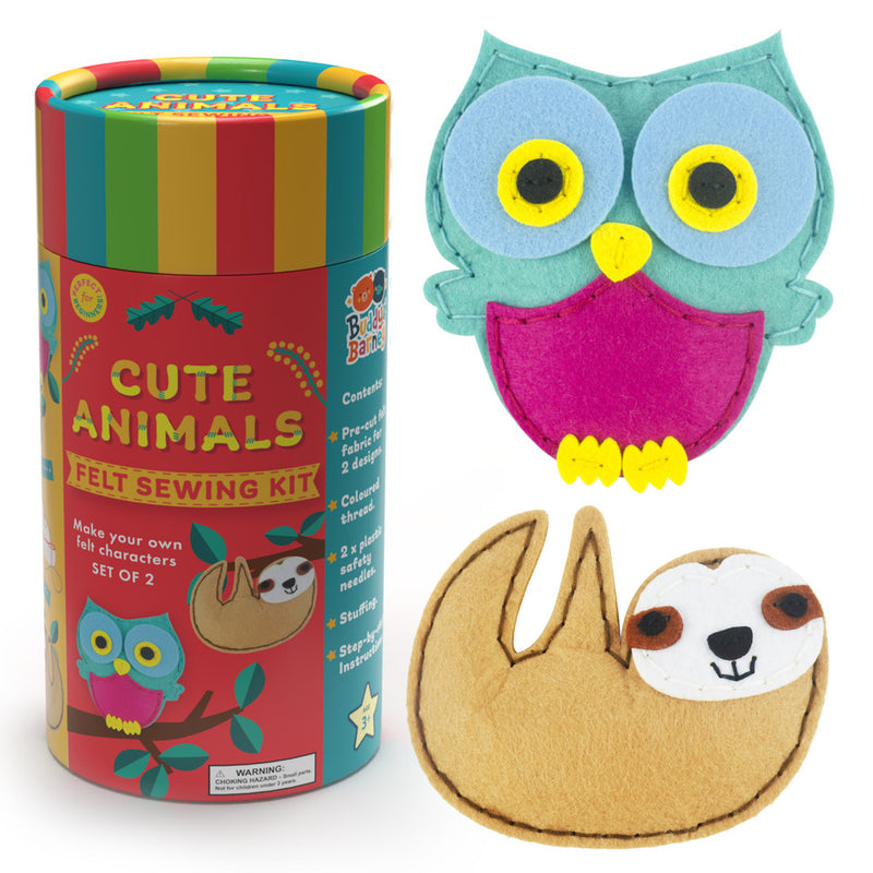 Buddy & Barney - Cute Animals Felt Sewing Kit Tube