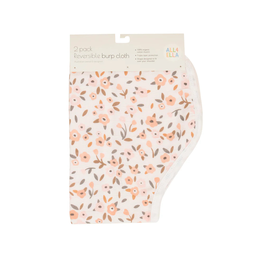 All4Ella - Floral Bouquet Organic Burp Cloth 2 Pack