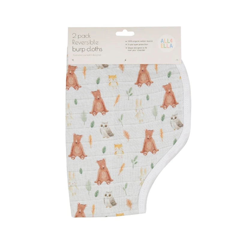 All4Ella - Forest Friends Organic Burp Cloth 2 Pack