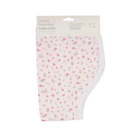 All4Ella - Pink Petals Organic Burp Cloth 2 Pack