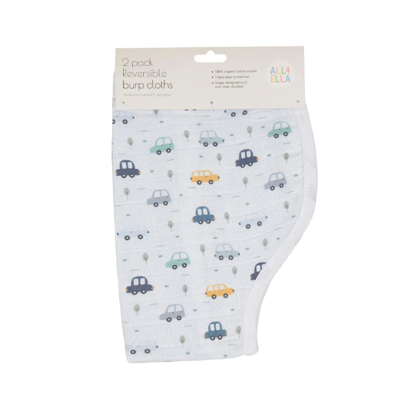 All4Ella - Beep Beep Organic Burp Cloth 2 Pack