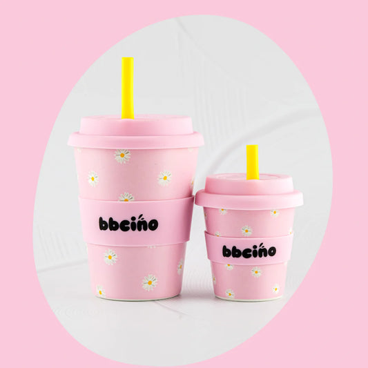 BBCino- Pink Daisy Biggycino Cup & Straw 350mL