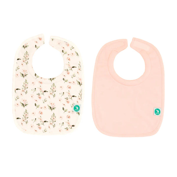 All4Ella- 2 Pack Roll Neck Bibs- Pink Flower