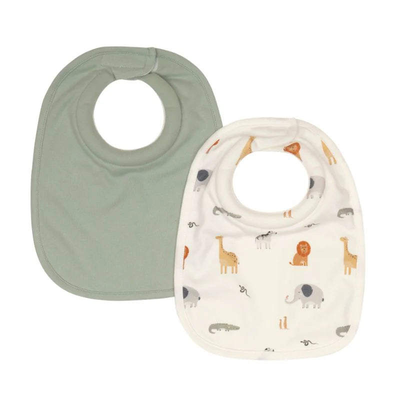 All4Ella- 2 Pack Roll Neck Bibs- Wild Animals
