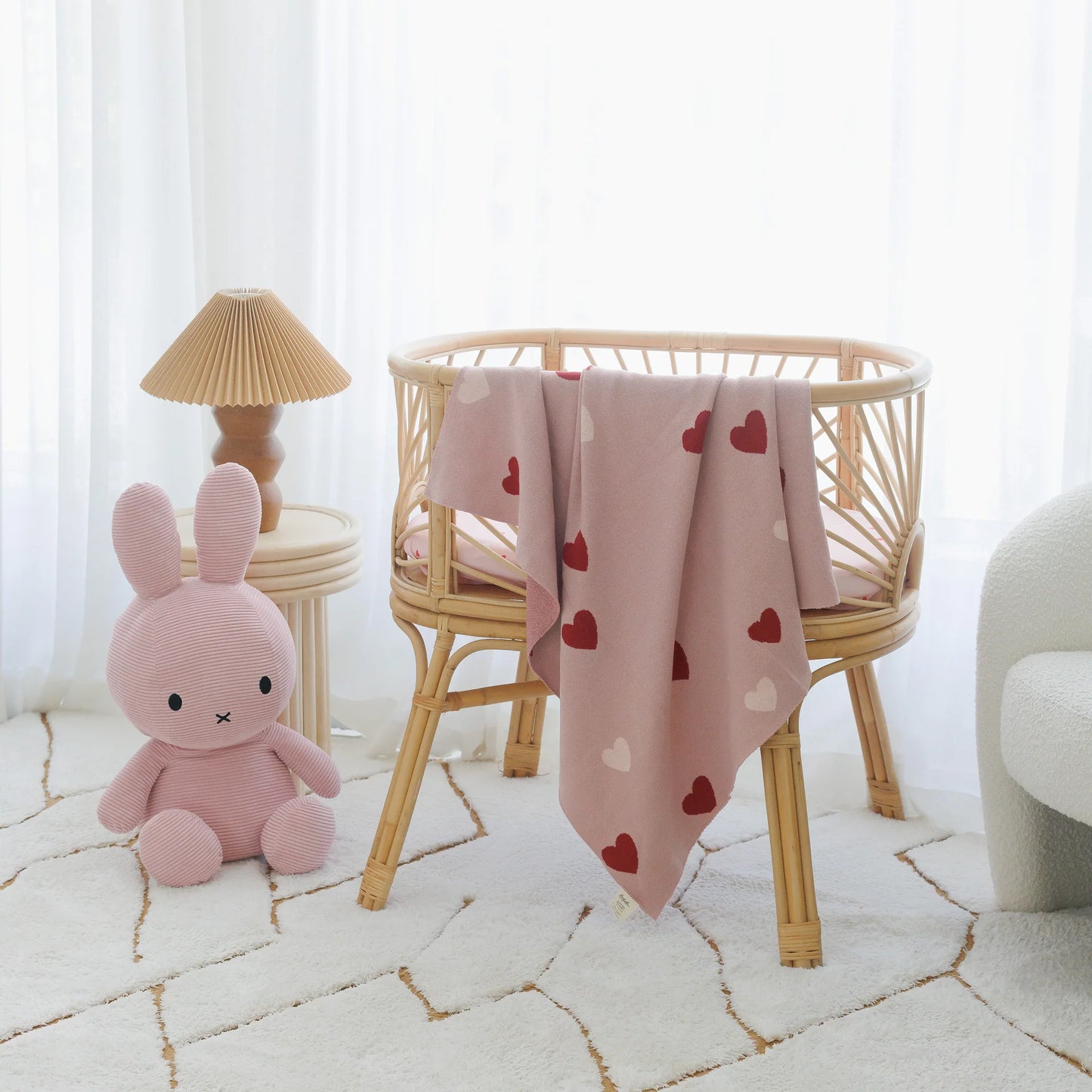 Fox & Fallow - Pink Hearts  Reversible Blanket