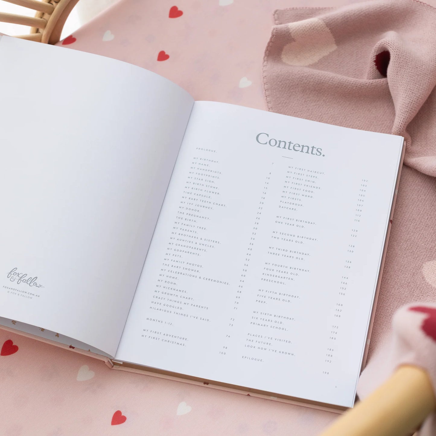 Fox & Fallow Baby Book- Pink Little Hearts