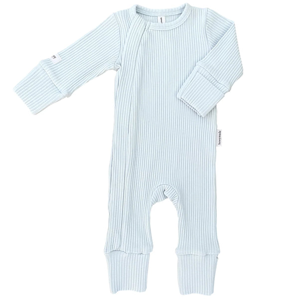 Bowy Made- Light Blue Ribbed Cotton Onesie
