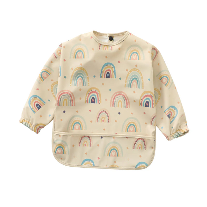 Little Eli - Beige Rainbow Smock Bib