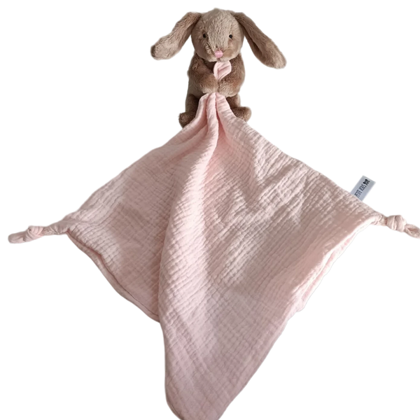 Petite Vous- Bella The Bunny with Pink Muslin Comforter