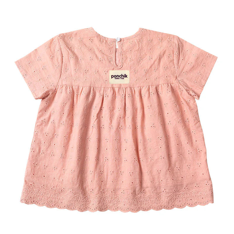 Ponchik- Blush Broderie Anglaise Lace Swing Top