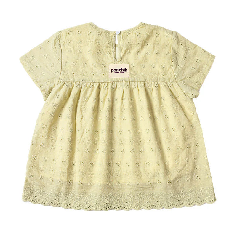 Ponchik- Green Tea Broderie Anglaise Lace Swing Top