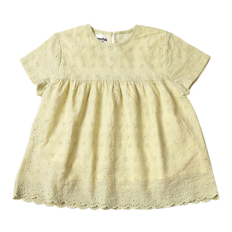 Ponchik- Green Tea Broderie Anglaise Lace Swing Top