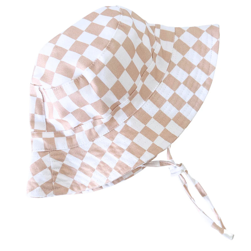 Kinnder- Caramel Gingham Cotton Bucket Hat