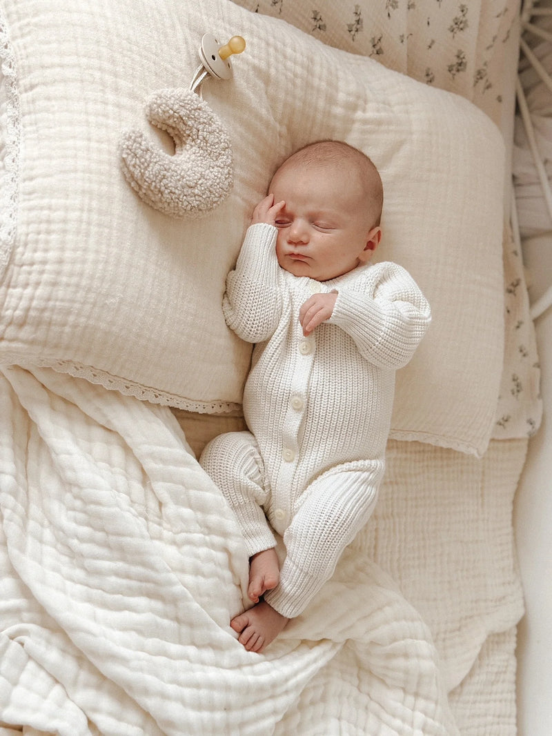 Petit + Co- Everyday Ribbed Romper- Milk