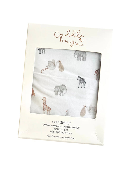 Cuddle Bug & Co - Fitted Cot Sheet Savanna Bebe' 