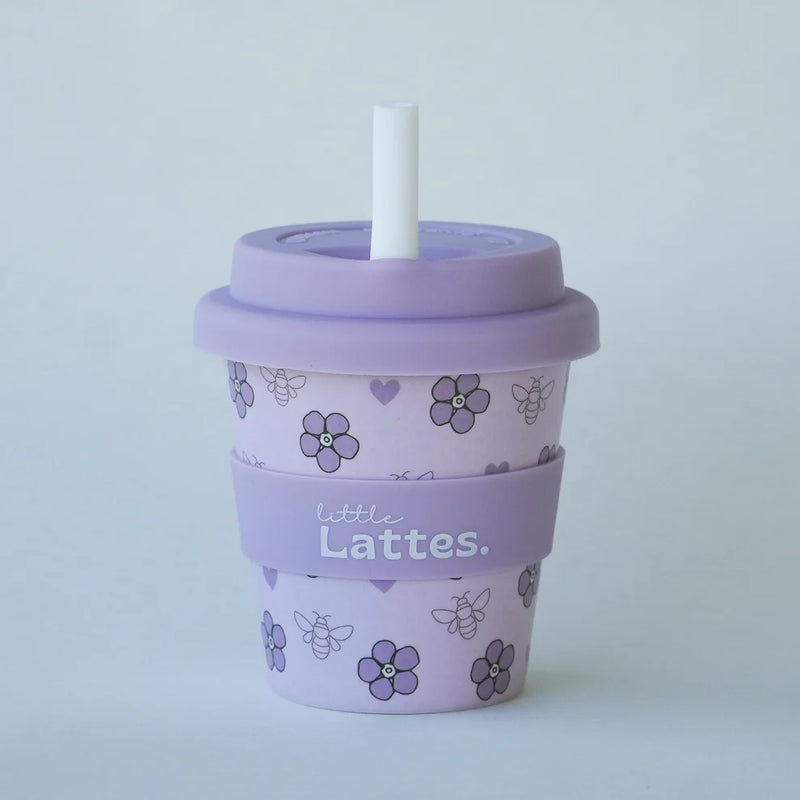 Little Lattes- Lilac Blooms Babycino Cup & Straw 120mL