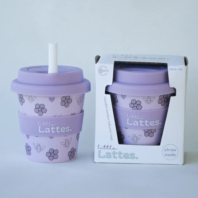 Little Lattes- Lilac Blooms Babycino Cup & Straw 120mL