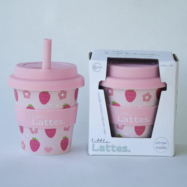 Little Lattes-Strawberry Fields Babycino Cup & Straw 120mL