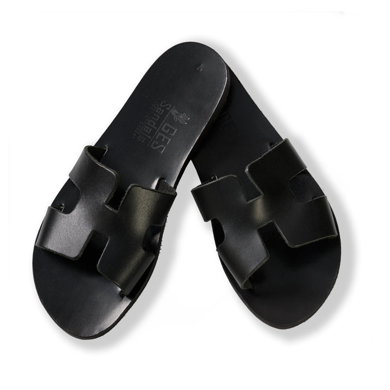 Handmade Greek Athena Ladies Sandals- Black