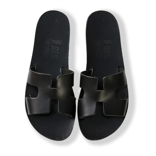 Handmade Greek Athena Ladies Sandals- Black