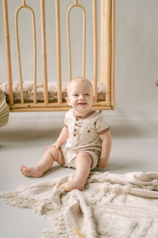 Aster and Oak  - Safari Henley Romper
