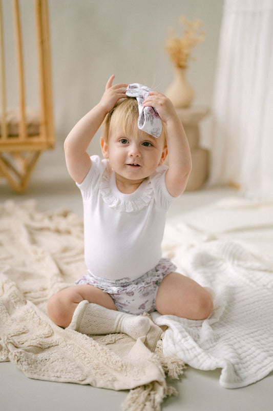 Aster and Oak  - White Ruffle Puff Onesie