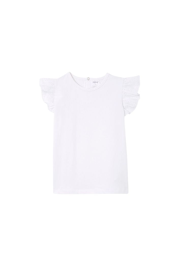 Milky Clothing- White Broderie Frill Tee