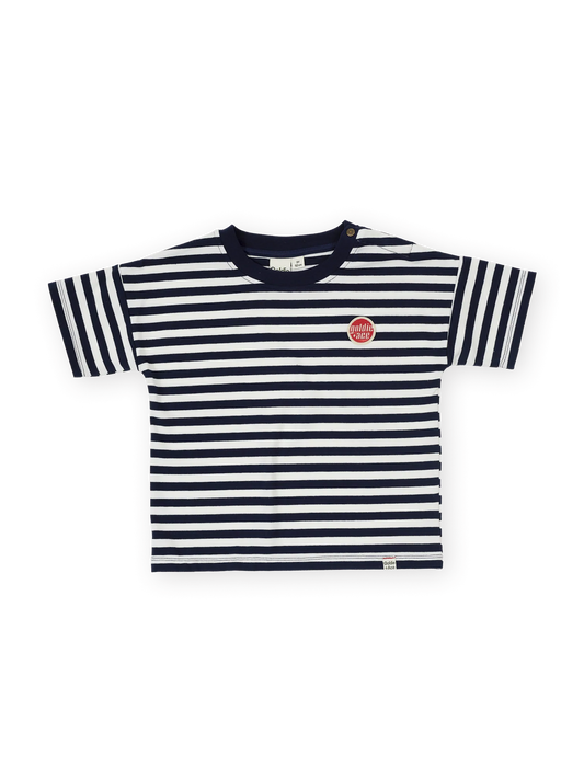Goldie + Ace - Essential Stripe Logo T-Shirt Navy