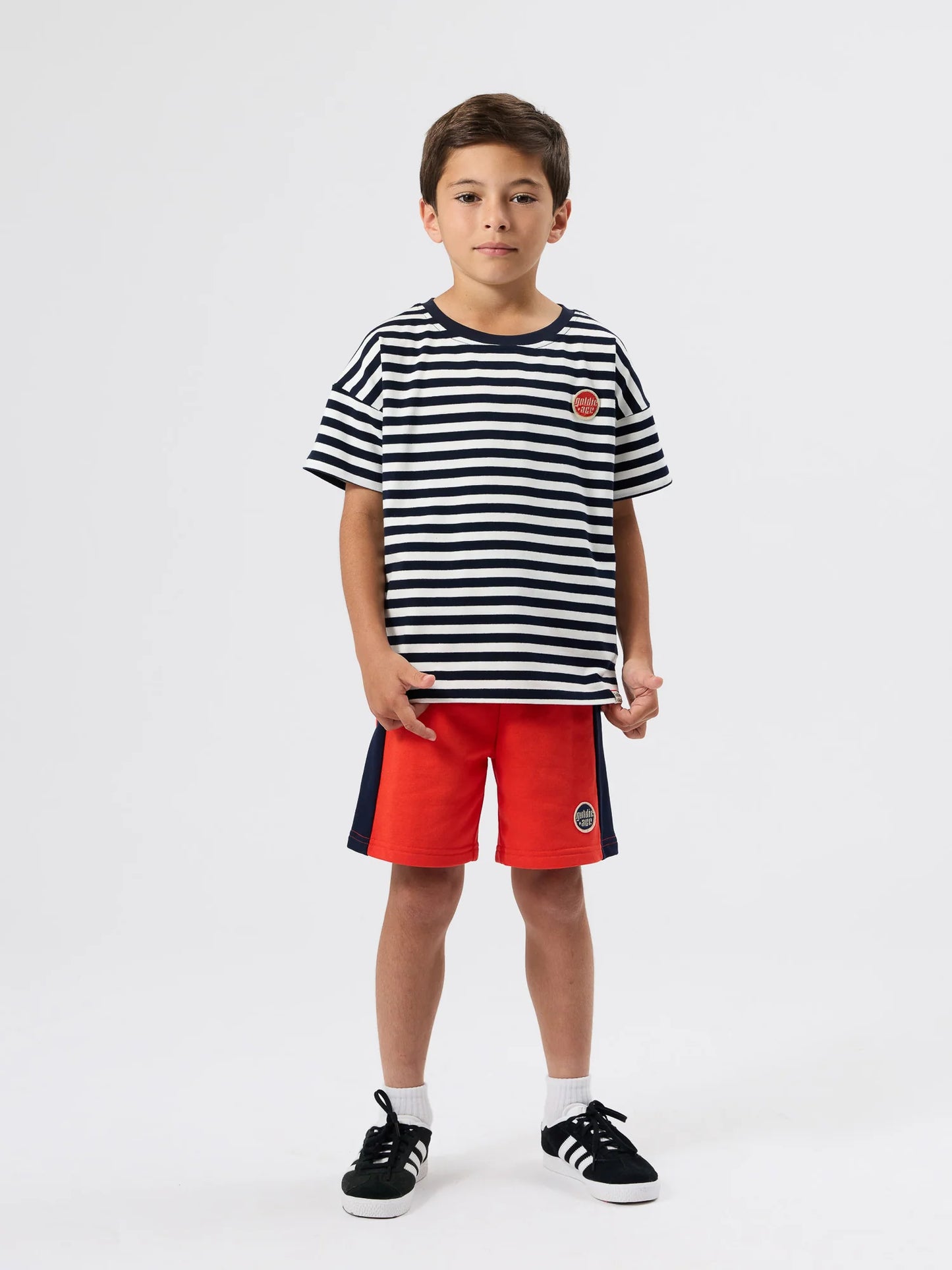 Goldie + Ace - Essential Stripe Logo T-Shirt Navy