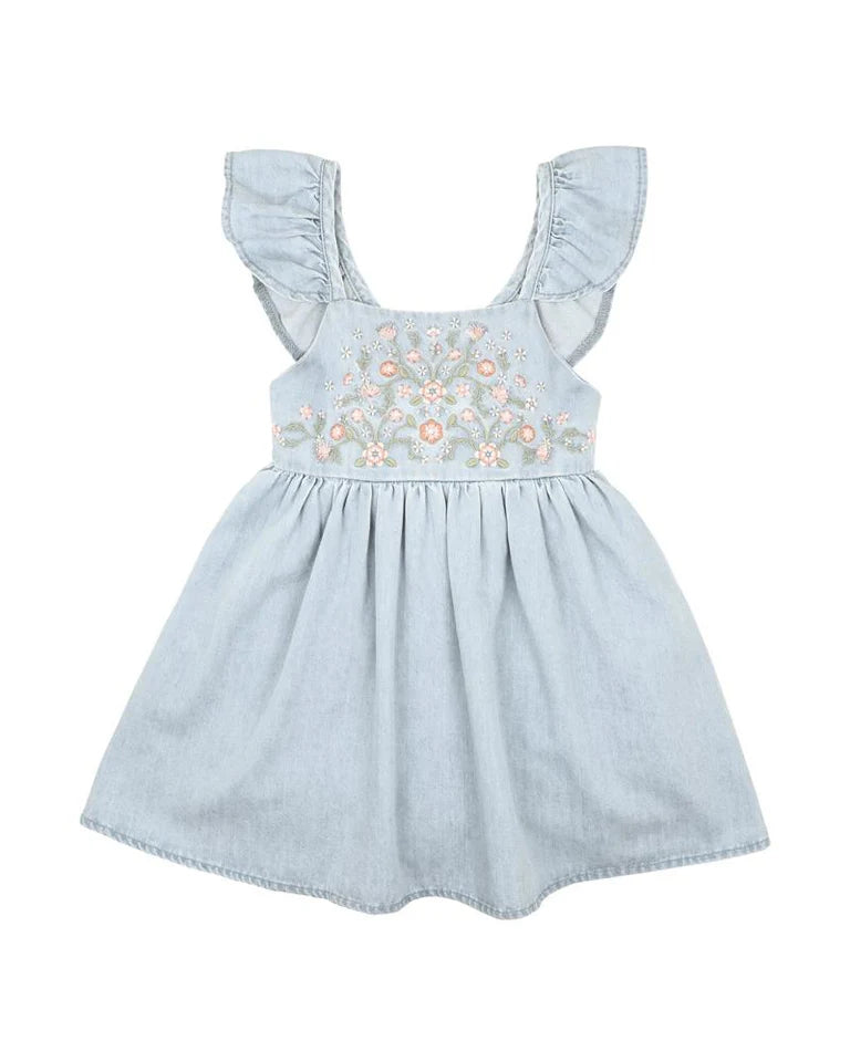 Bebe - Palm Cove Denim Embroidered Pinafore Dress