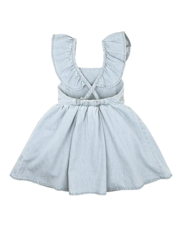 Bebe - Palm Cove Denim Embroidered Pinafore Dress