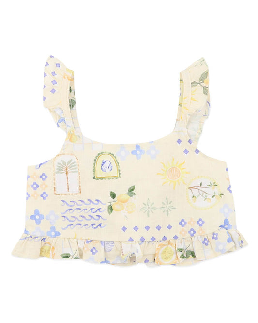 Minihaha - Piccolina Shirred Frill Top 1-7Y