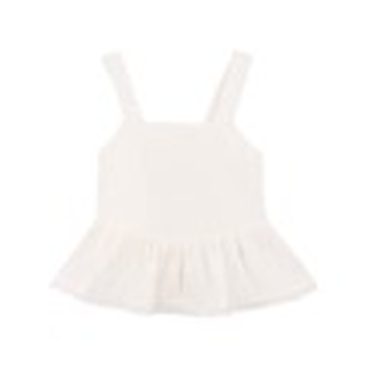 Minihaha Sundae Peplum Top in white cotton for kids