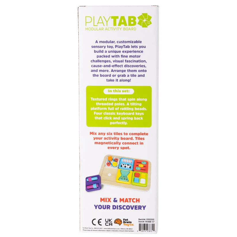 Fat Brain Toys PlayTab Tile Set 5 | Threads, Teeter Totter & Keyboard